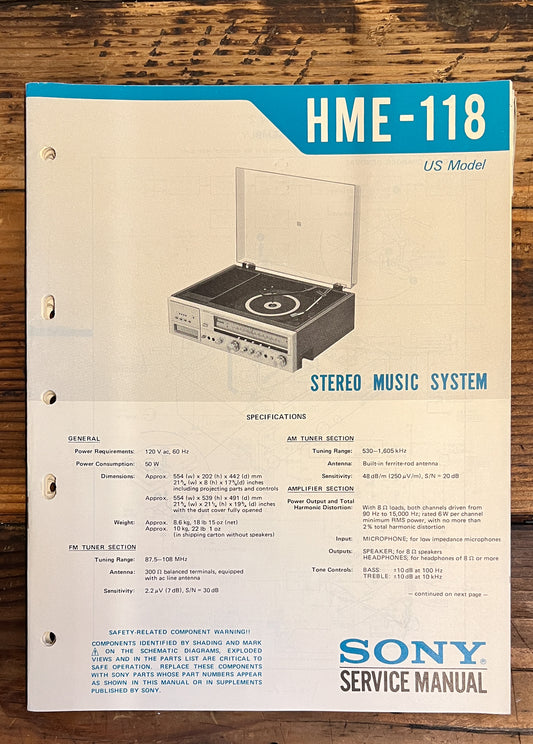 Sony HME-118 Stereo  Service Manual *Original*