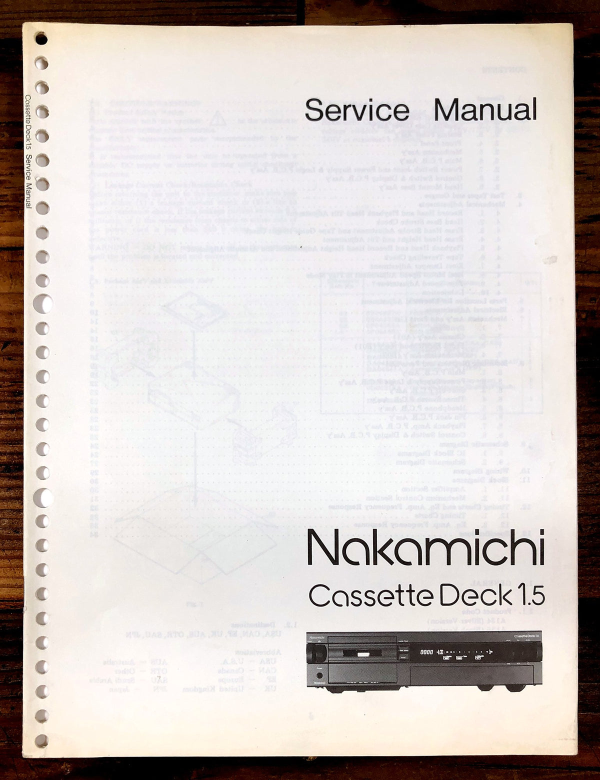 Nakamichi Cassette Deck 1.5 Cassette Deck Service Manual *Original*