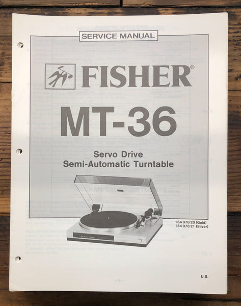 Fisher MT-36 Record Player / Turntable  Service Manual *Original*