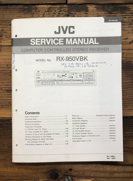 JVC RX-950 Receiver  Service Manual *Original*
