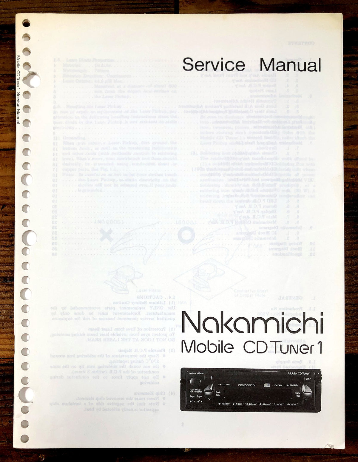 Nakamichi Mobile CD Tuner 1 Mobile CD Tuner Service Manual *Original*