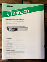 Sony VTX-1000R TV Tuner 3 Owner / User Manual *Original*