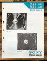 Sony C-141 C-141R Record Player / Turntable  Service Manual *Original*
