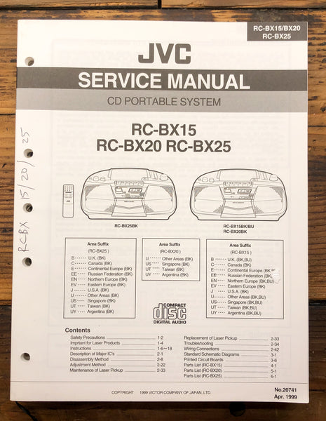 JVC RC-BX15 RC-BX20 RC-BX25 CD Portable Stereo  Service Manual *Original*