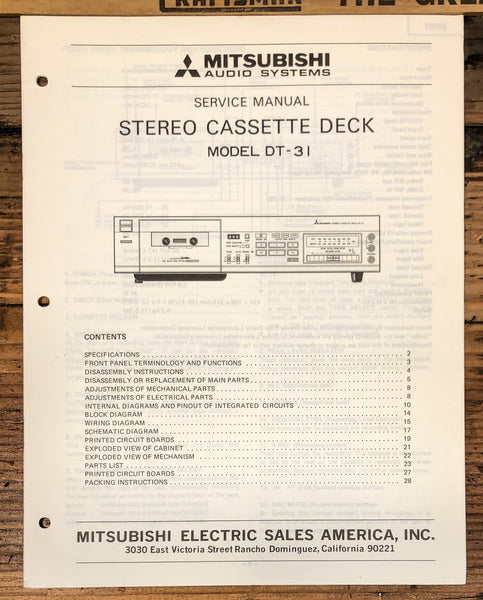 Mitsubishi DT-31 Cassette Service Manual *Original*