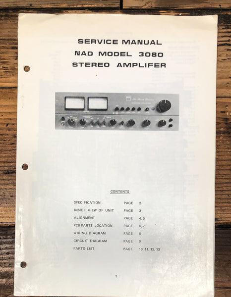 NAD Model 3080 Amplifier Service Manual *Original*