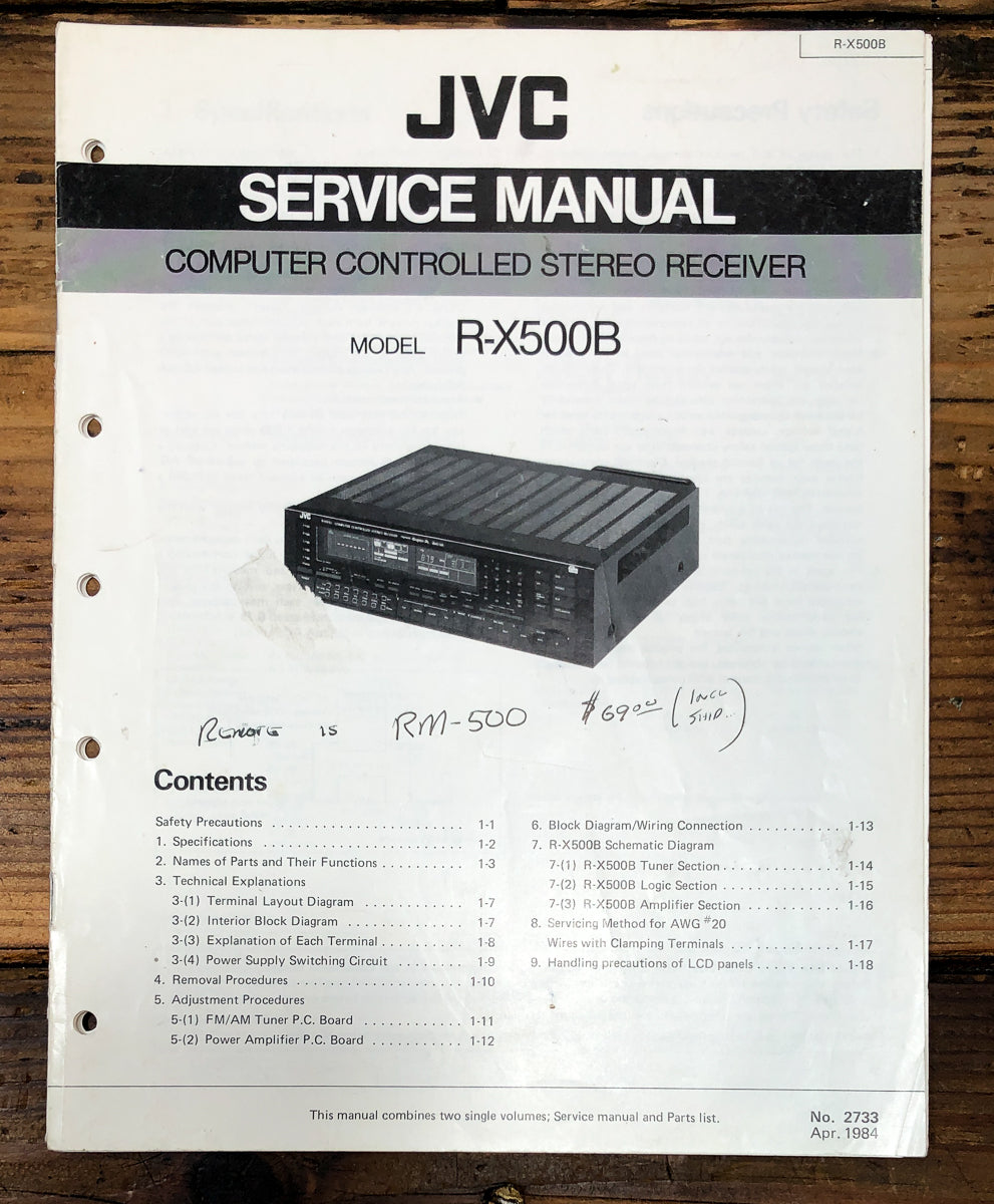 JVC R-X500 -X500B Amplifier Service Manual *Original*