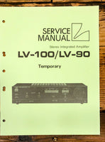 Luxman LV-90 LV-100 Amplifier Temp. Service Manual *Original*