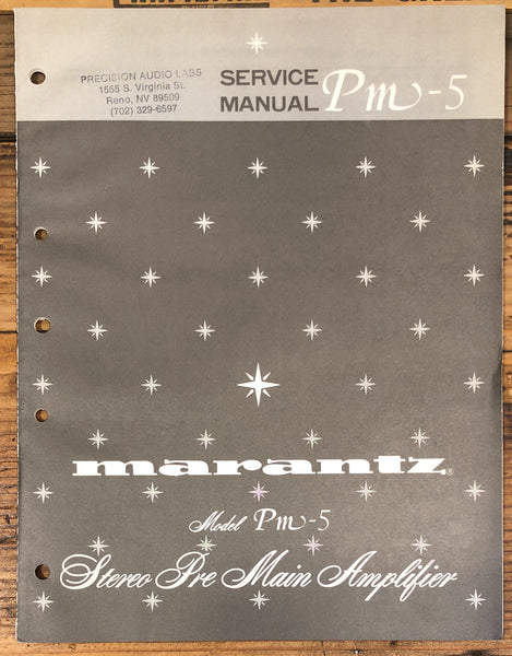 Marantz PM-5 Preamp / Preamplifier Service Manual *Original*
