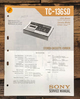 Sony TC-136SD Cassette Service Manual *Original*