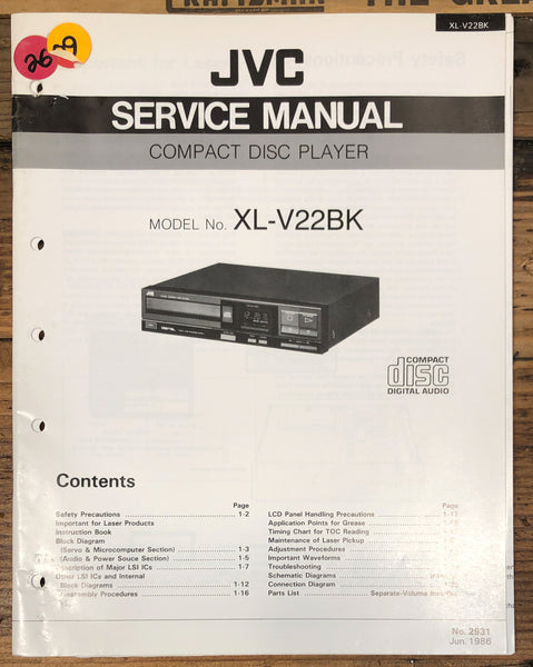 JVC XL-V22 -V22BK CD Player Service Manual *Original*