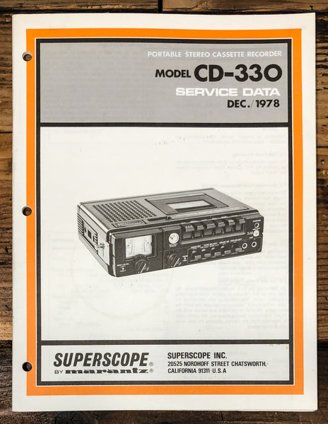 Superscope CD-330 Cassette Service Manual *Original*
