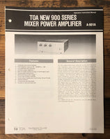 TOA A-901A Amplifier  Owners Manual & Schematic *Orig*