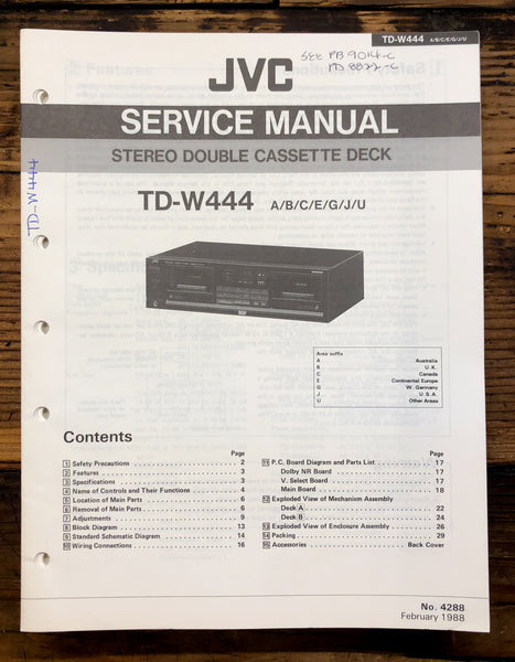 JVC TD-W444 Cassette  Service Manual *Original*
