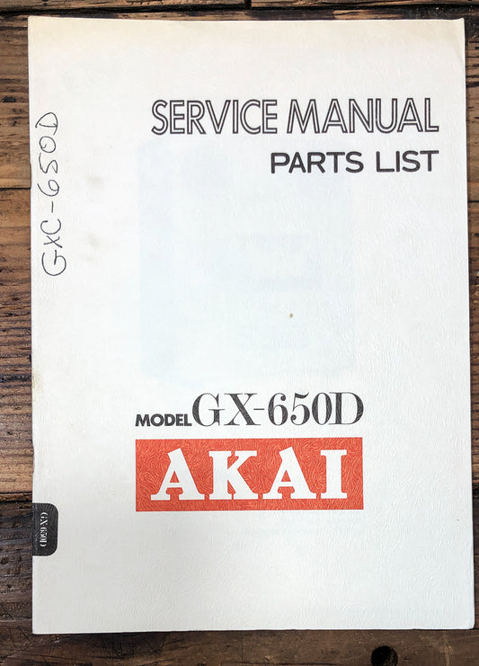 Akai GX-650D Reel to Reel Service Manual *Original*
