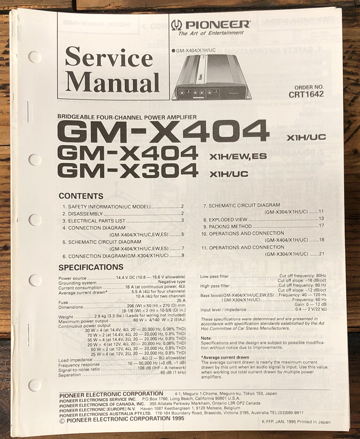 Pioneer GM-X304 GM-X404 Amplifier  Service Manual *Original*