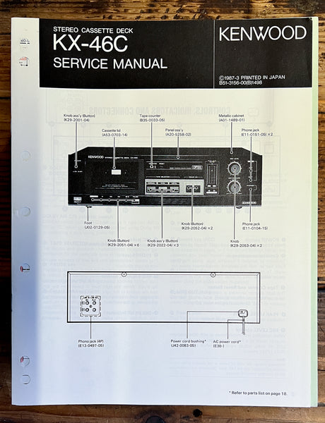 Kenwood KX-46C Cassette  Service Manual *Original*