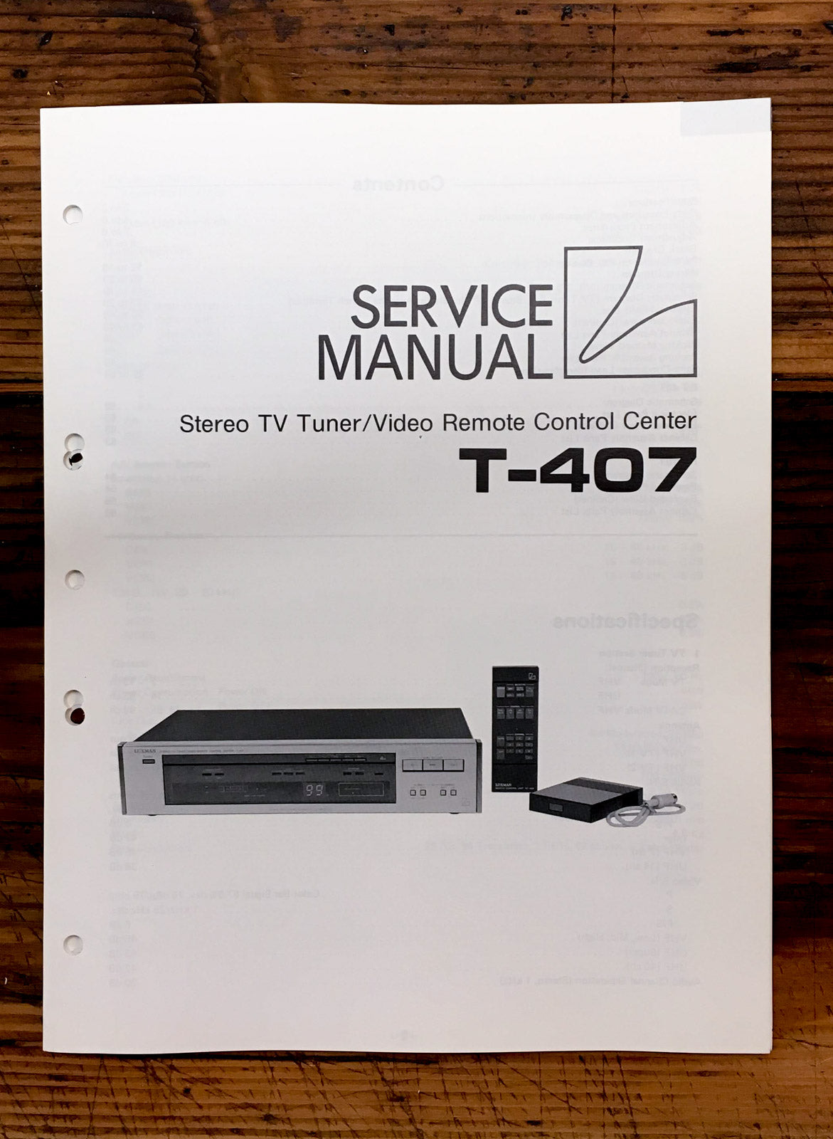 Luxman T-407 Tuner  Service Manual *Original*