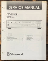 Sherwood CD-1192R CD Player  Service Manual *Original*