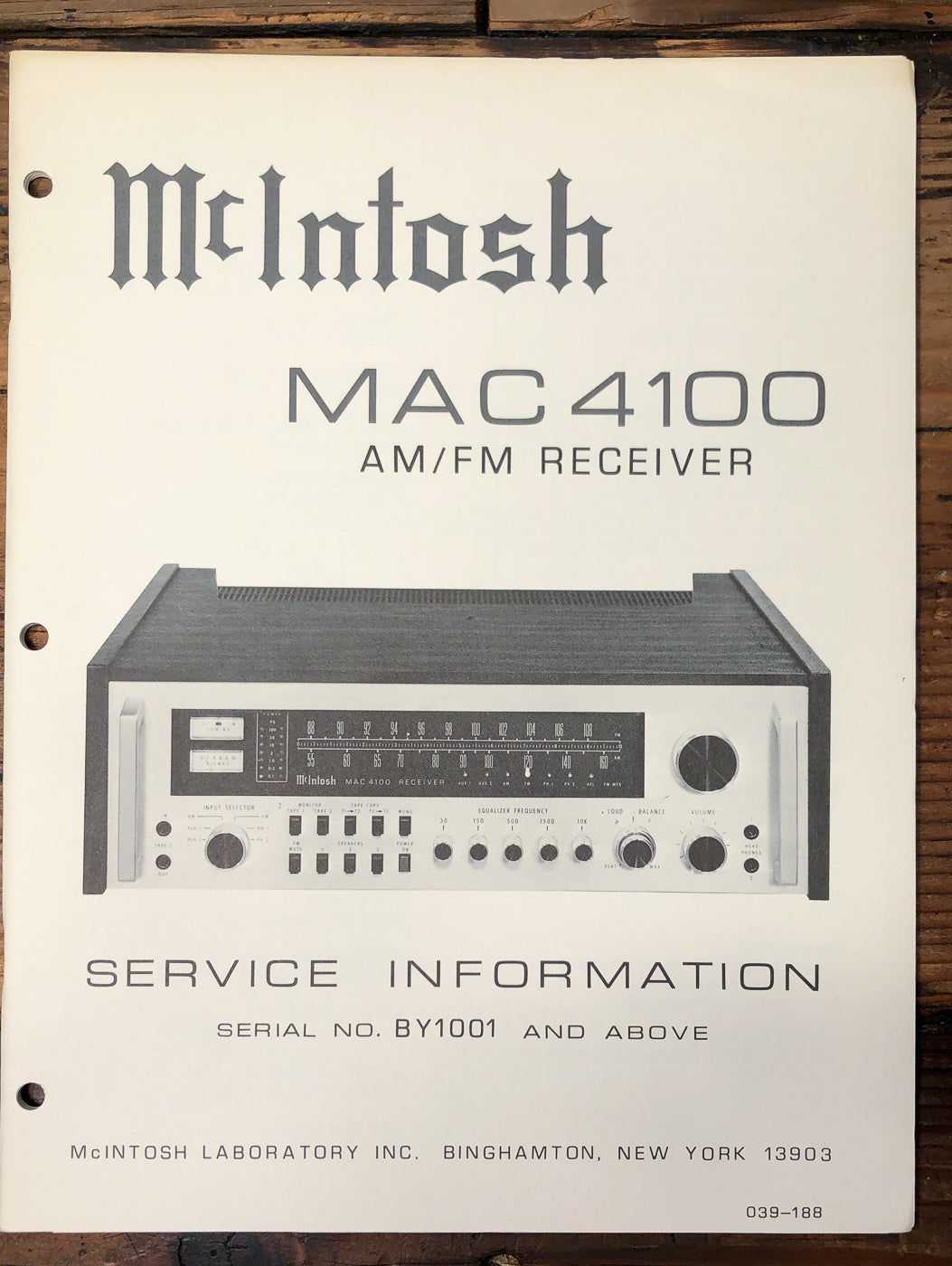 McIntosh MAC 4100 Receiver BY1001 + Service Manual *Original*