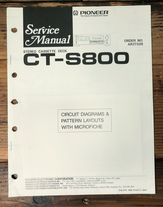 Pioneer CT-S800 Cassette Deck Service Manual *Original*