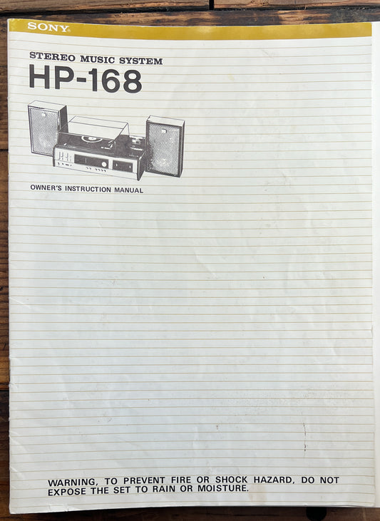 Sony HP-168 Stereo  Owner / User Manual *Original*