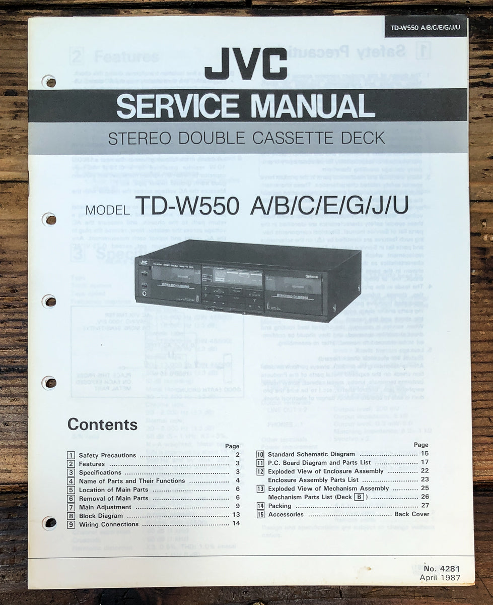 JVC TD-W717 TD-W718 Cassette Service Manual *Original*