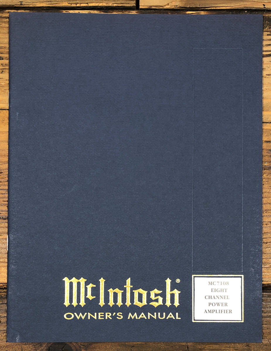 McIntosh MC 7108 MC-7108 Amplifier Owners / User Manual *Original*