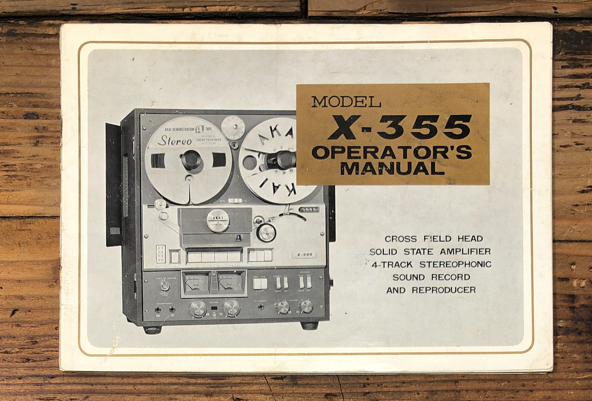 Akai X-355 Reel to Reel Owners / User Manual *Original*
