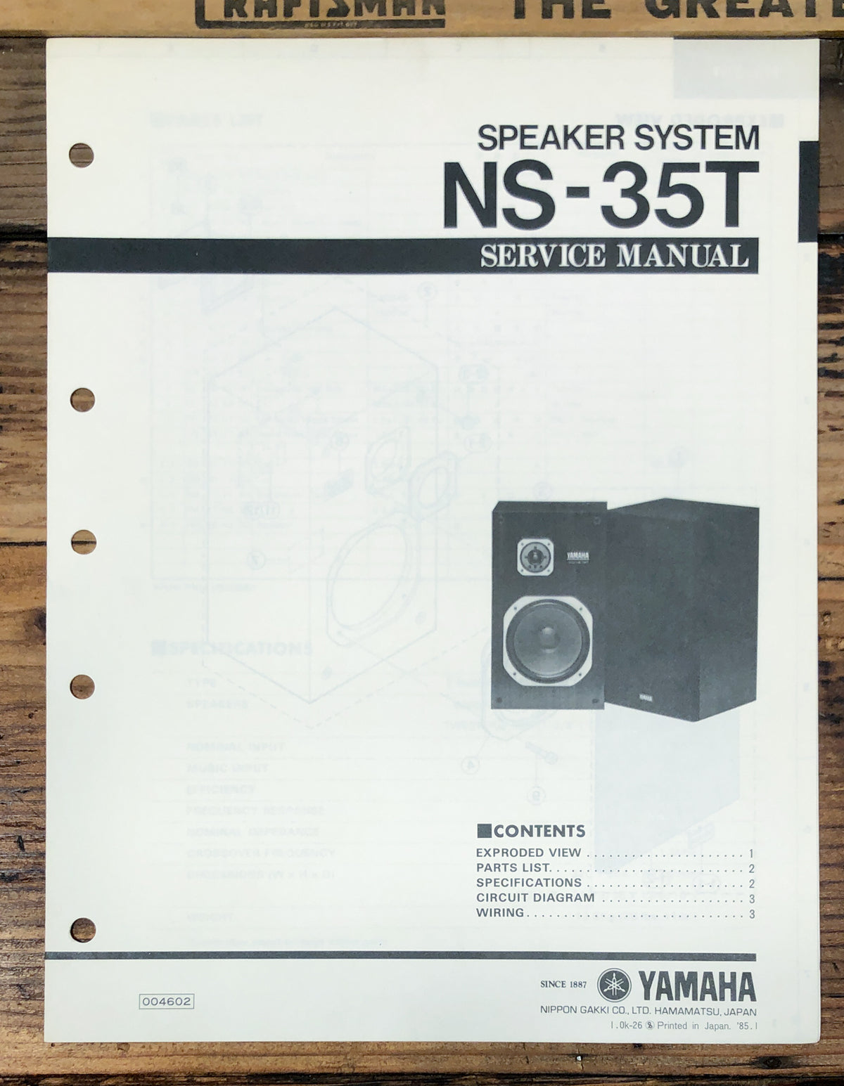 Yamaha NS-35T Speaker  Service Manual *Original*