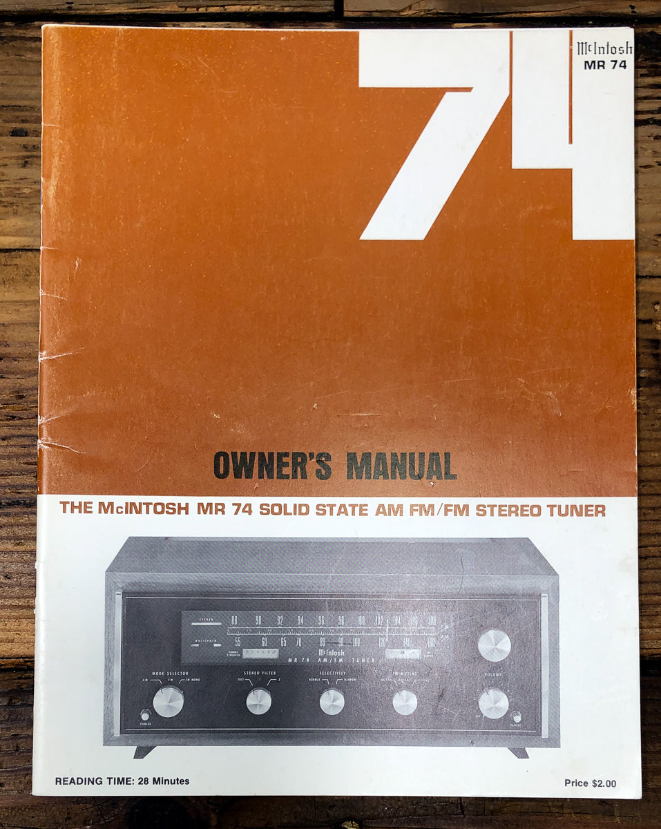 McIntosh MR-75 MR75 Tuner Owners / User Manual *Original*