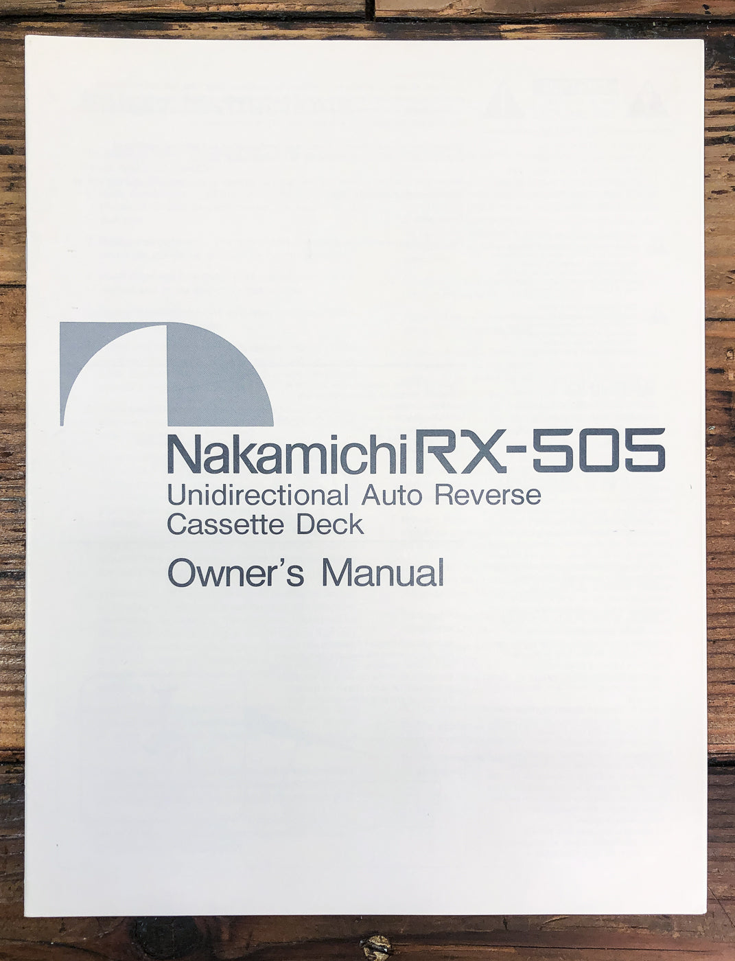 Nakamichi RX-505 Cassette Owners / User Manual *Original*