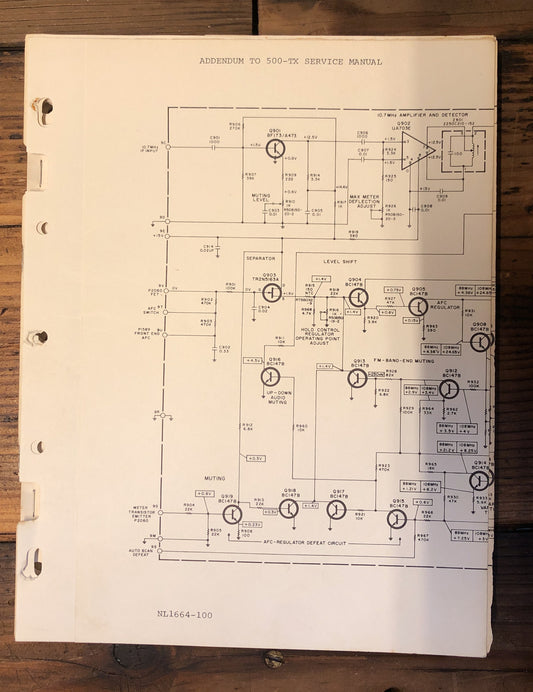 Fisher Model 500-TX Receiver Addendum Service Manual *Original*