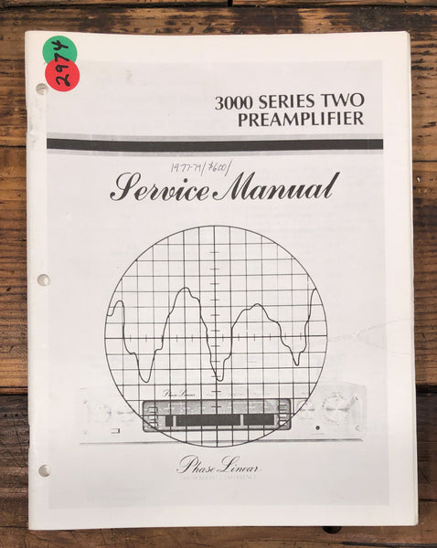 Phase Linear Model 3000 Series 2 Preamp / Preamplifier Service Manual *Orig*