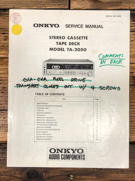 Hitachi TA-2050 Cassette Service Manual *Original*