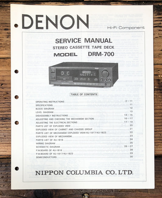 Denon DRM-700 Cassette Service Manual *Original*