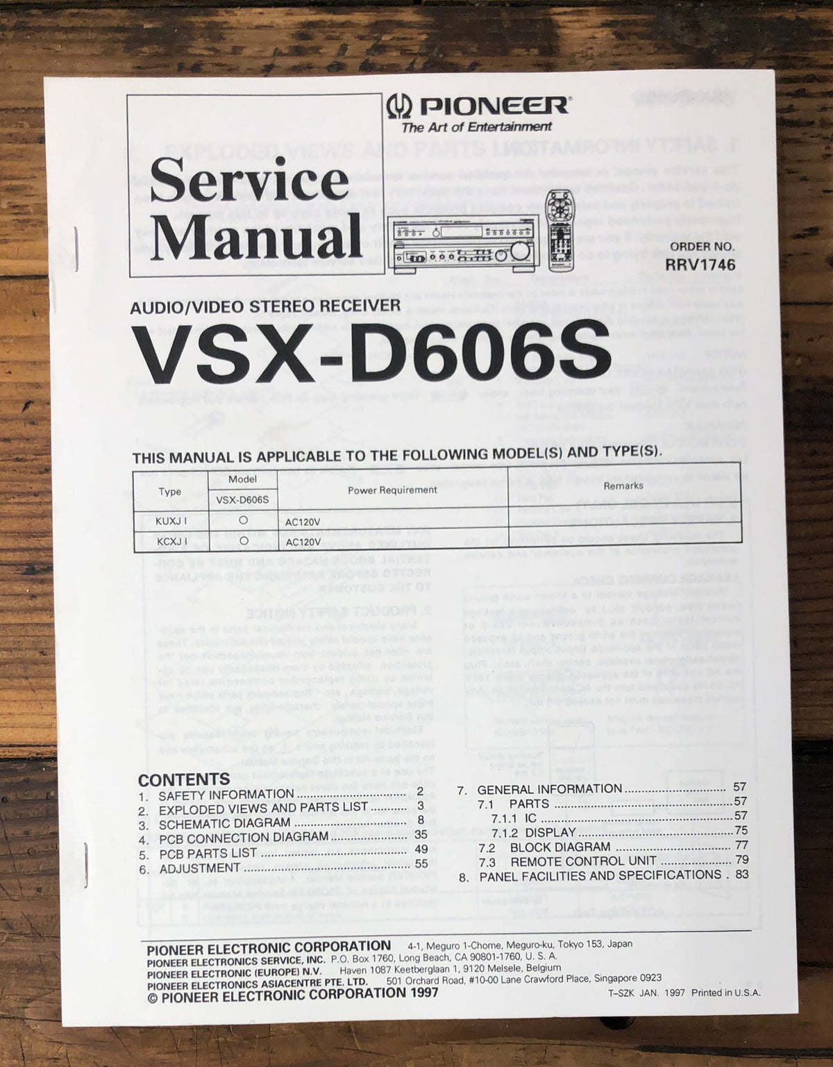 Pioneer VSX-D606S Receiver  Service Manual *Original*