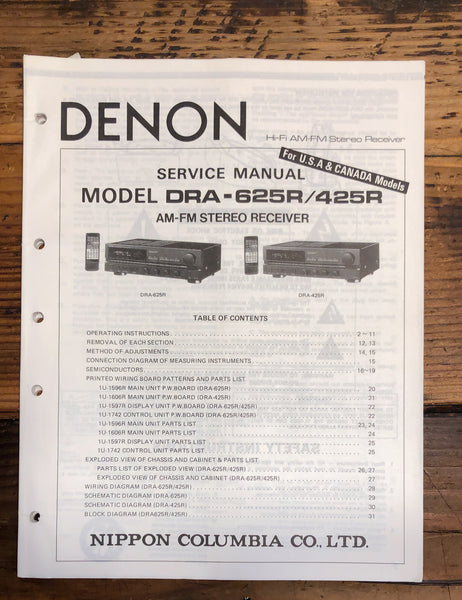 Denon DRA-425R DRA-625R Receiver  Service Manual *Original*