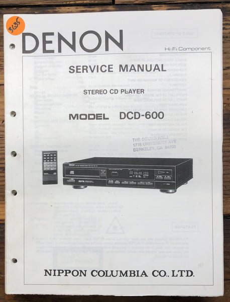 Denon DCD-600 CD Player  Service Manual *Original*