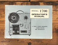 Akai Model 1700 Reel to Reel / Tape Owners / User Manual *Original*