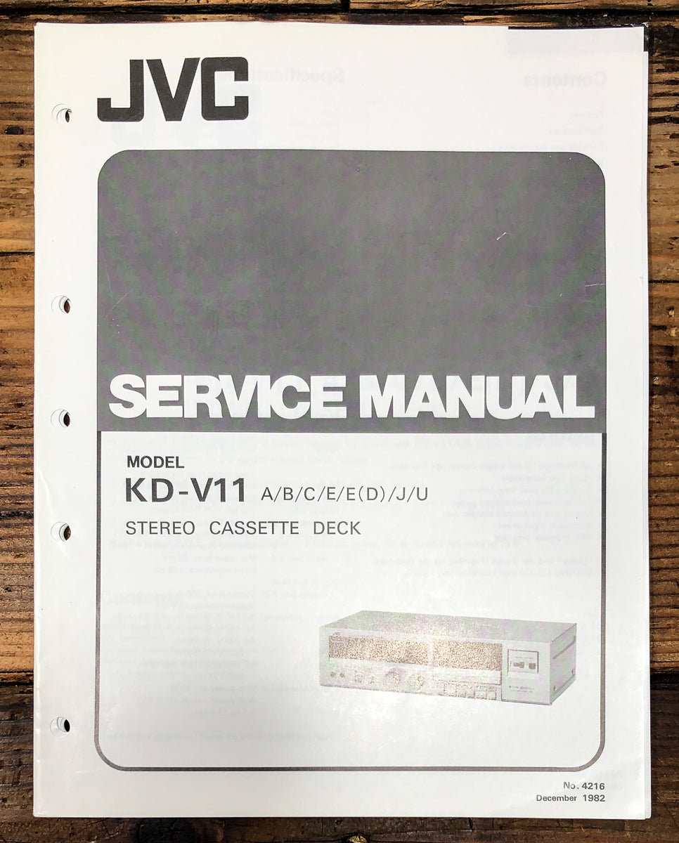 JVC KD-V11 Cassette Service Manual *Original*