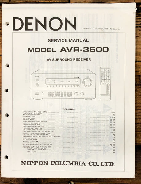 Denon AVR-3600 Receiver  Service Manual *Original*