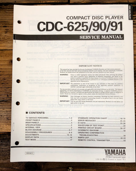 Yamaha CDC-625 CDC-90 CDC-91 CD Player  Service Manual *Original*