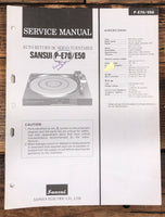 Sansui P-E50 / P-E70 Record Player / Turntable  Service Manual *Original*