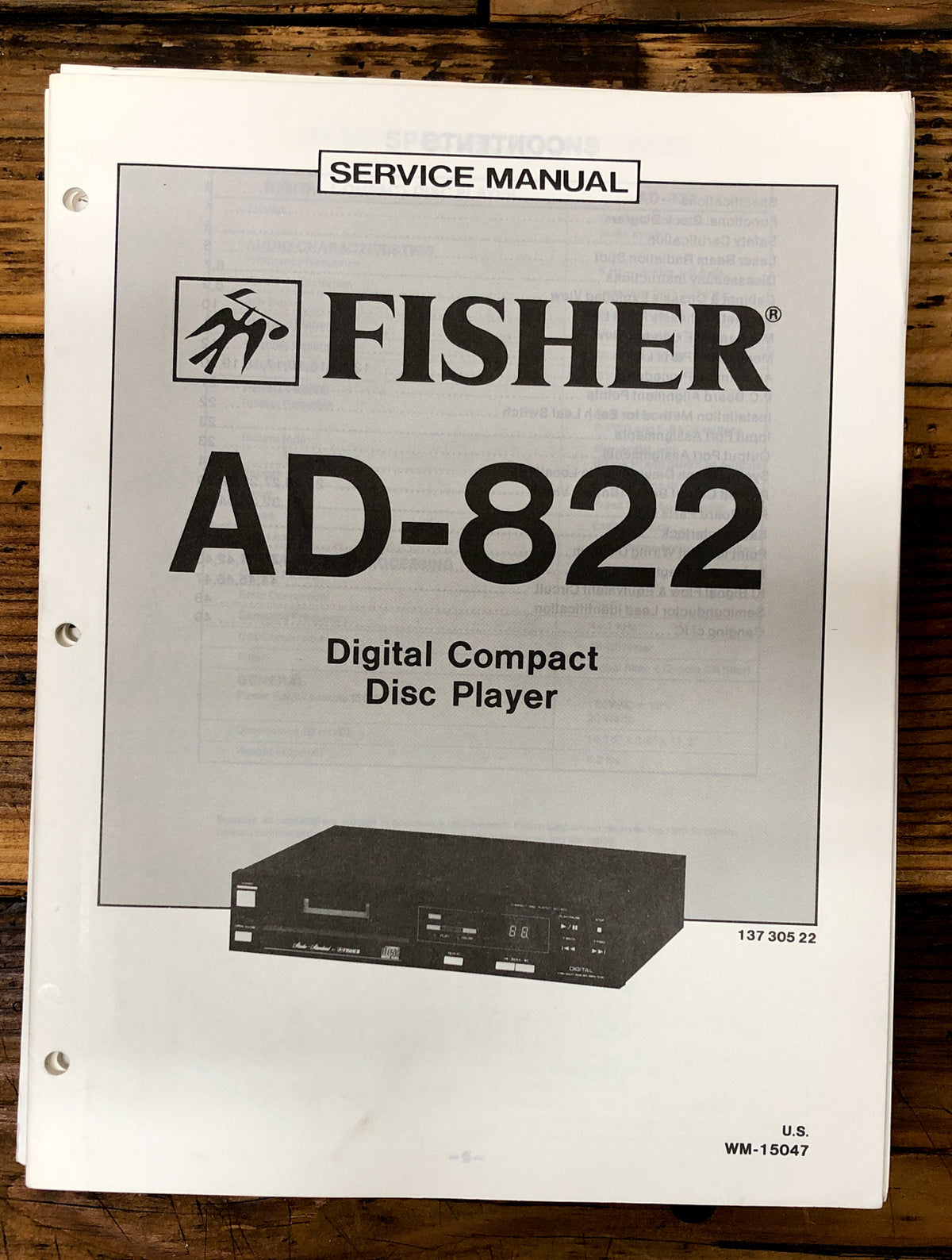 Fisher AD-822 CD Player  Service Manual *Original*