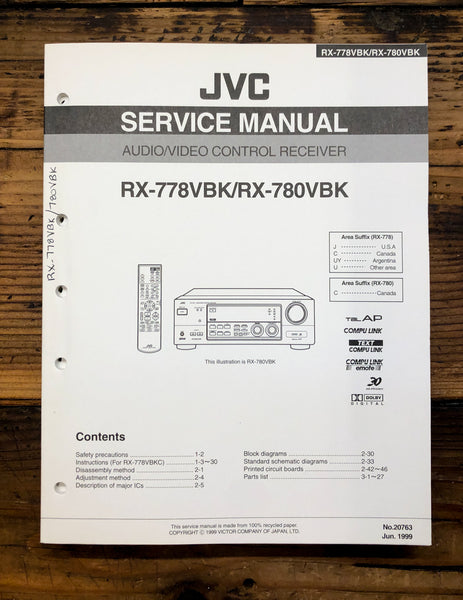 JVC RX-778 RX-780   Service Manual *Original*