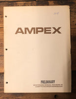 Ampex Micro 70 Cassette Prelim. Service Manual *Original*