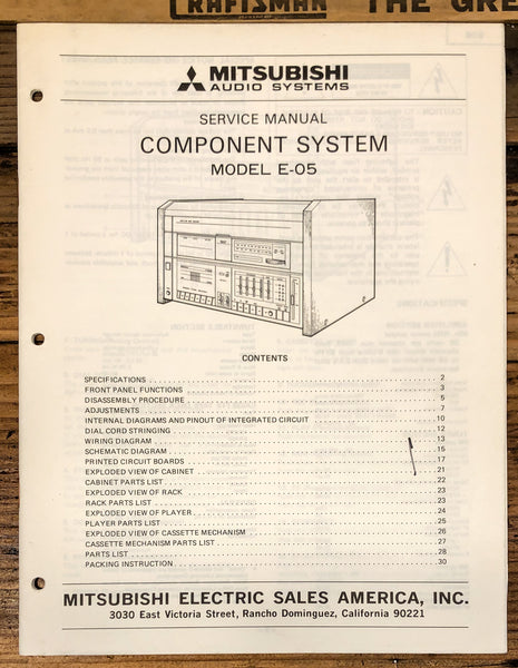 Mitsubishi E-05 Stereo  Service Manual *Original*