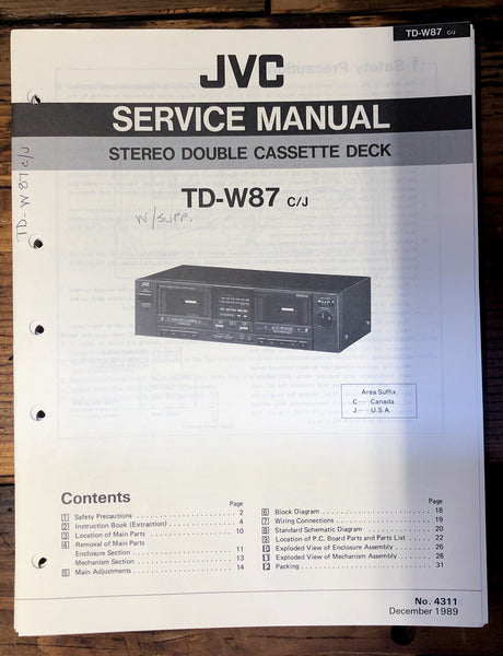 JVC TD-W87   Service Manual *Original* #1