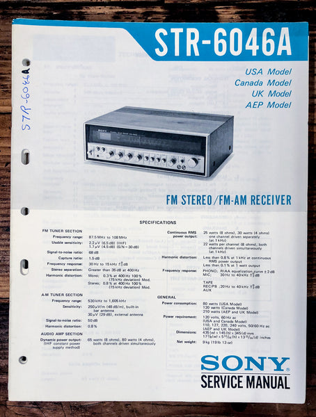 Sony STR-6046A Receiver  Service Manual *Original*